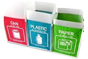 Recycle Bin Separate Recycle Bag Waste Baskets Compartment Container with Inner Frame (3 Bins + 3 Inner Frames) by Happy Sale