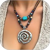 ALRNBY Silver Spiral Circle Conch Pendant Necklaces for Women Men Big Beachy Necklaces Surfer Necklaces Summer Trendy (Starfish)