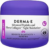 DERMA E Advanced Peptides &amp; Flora-Collagen Moisturizing Night Cream, 2 Oz | Firming night cream for face to reduce the appearance of fine lines &amp; wrinkles, boost skin elasticity, nourish &amp; plump skin