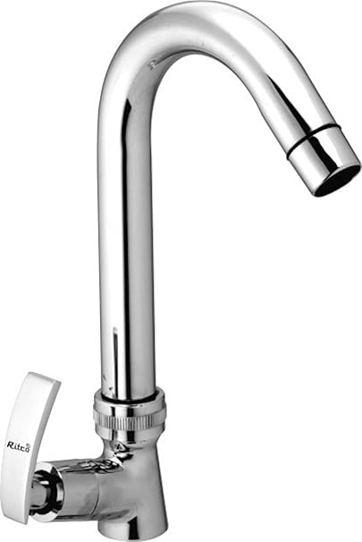 Ritco Soft Swan Neck Pillar Cock Tap for Bathroom Wash Basin and Kitchen Sink (Chrome)