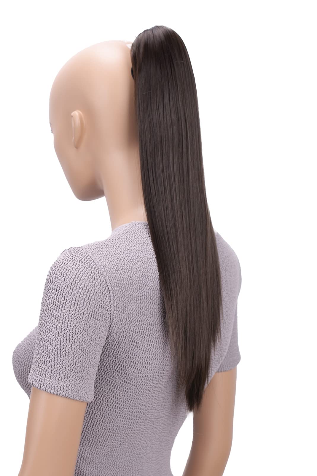 CAISHA 20" Hairpiece Ponytail Clip On Extensions With Butterfly Claw Straight Brown H148 — image 1