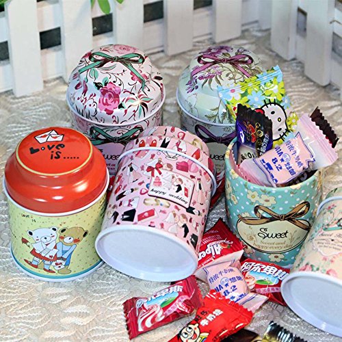 TooGet Elegant Tinplate Empty Tins, Home Kitchen Storage Containers, Shabby Chic Tins for DIY Candles, Dry Storage, Spices, Tea, Candy, Party Favors, and Gifts(Cylinder 6-Pack)