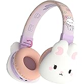 YLFASHION Kids Bluetooth Headphones, 85dB Volume Limit, Ultra-Soft Over-Ear, Built-in Mic, Foldable,Cartoon Animal Design, Suitable for School & Travel, FM/TF/AUX Supported (Icarer, Purple Rabbit)