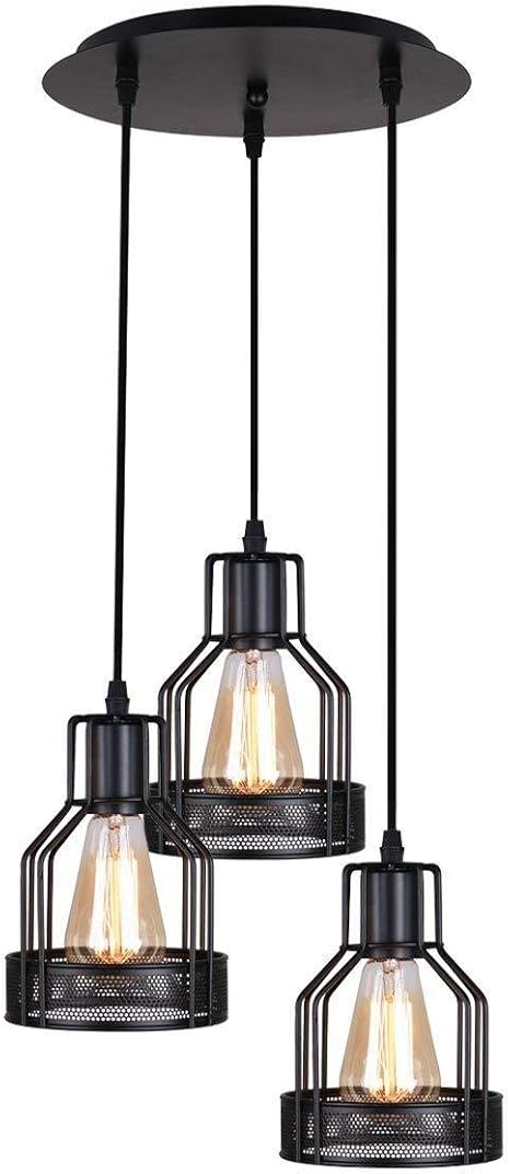 Lyniceshop Industrial Pendant Lighting 3 Wire Cage Light E26 Base