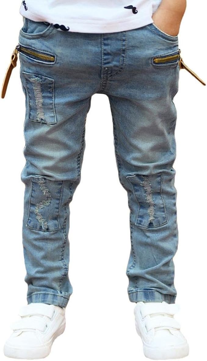 Amazon Co Jp Bao8 子供服男の子 ジッパーストレッチのスリムパールパンツ デニムの長ズボン 長パンツ 赤ちゃん服 春物 普段着 服 ファッション小物