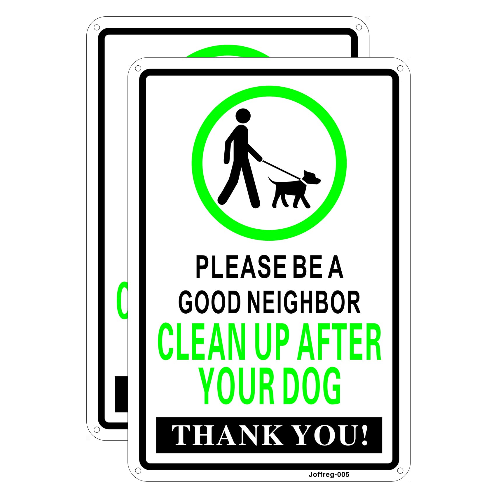 Clean Up After Your Dog Sign,Please Be a Good Neighbor,20 x 30 cm,Reflective Aluminum,UV Printed,Weather Resistant,Waterproof,Durable Ink,Easy to Mount,Indoor Or Outdoor Use,2 Pack