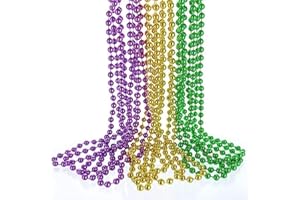 QYCX 24Pcs Mardi Gras Necklace Mardi Gras Party Decorations Mardi Gras Beads Necklace Carnival Necklaces Halloween Christmas 