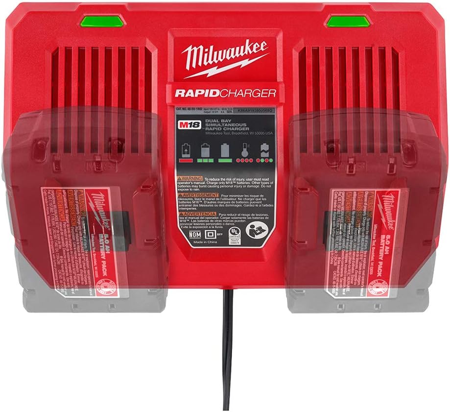 Milwaukee 48-59-1802 M18 Dual Bay Simultaneous Rapid Charger - - 