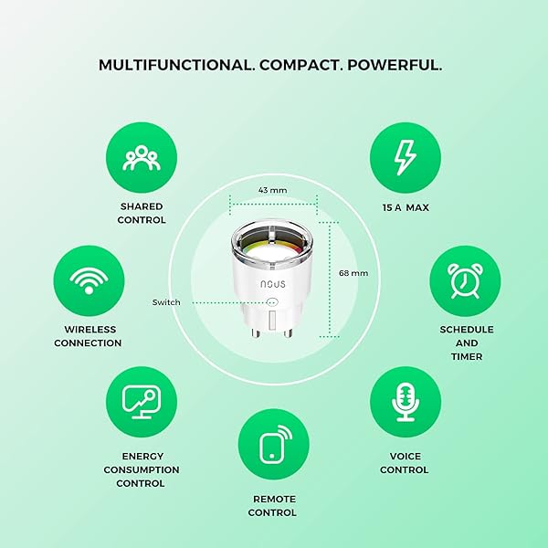 Nous A1 WiFi Enchufe inteligente con proteccion sobretension medidor consumo mando a distancia temporizador Programable Google Home Tuya smart life Alexa enchufes Kit plug domotica