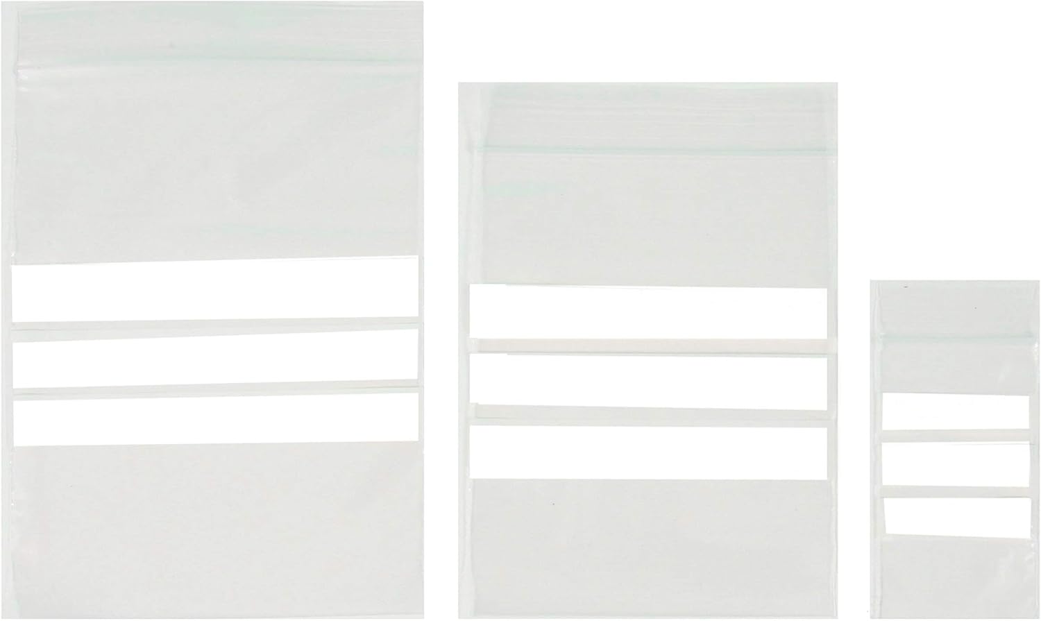 TP4U, 300 Assorted Grip Seal Bags, Write on Panel little small resealable self seal Plastic baggies, 100 Each of 3 Sizes