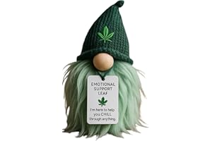 Emotional Support Weed Gnome – Your Little Cannabis Companion, Green Cannabis Leaf Beanie Mini Gnome Figurine, Cannabis-Theme