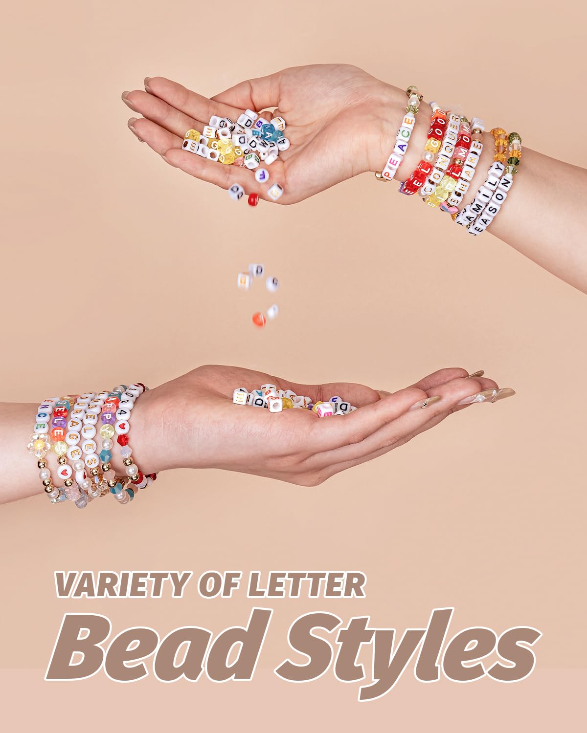 DoDoBeads 1650 Pcs Letter Beads Kit with Extra Vowels and Numbers, Alphabet Beads for Bracelets Making, Perfect for Friendship Bracelets