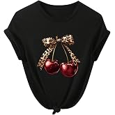 RoseSeek Leopard Print Cheetah Cute Y2K Crew Neck Cap Graphic Tees | Short Sleeve T Shirts, Outfits for Women, Summer, Streetwear Tops