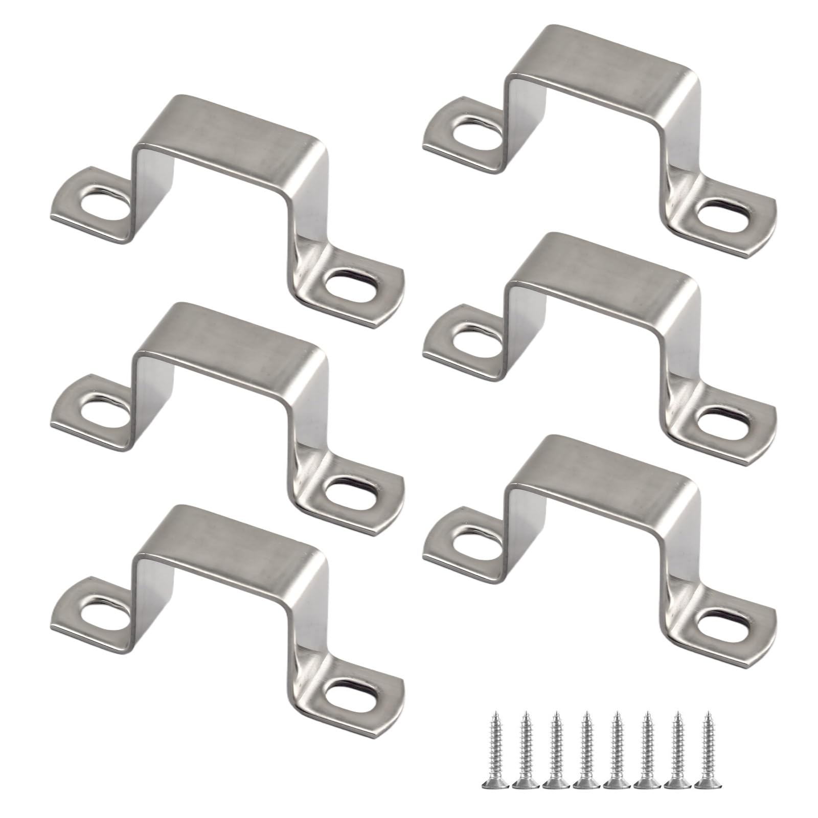 (6 Pieces) 70x70mm U-Shaped Hose Holder Square Support 304 Stainless Steel Tube Brackets Come with Stainless Steel Self Tapping Screws
