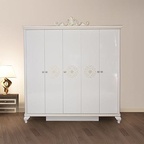 Royaloak Mercedes 5 Door Wardrobe White Amazon In Home Kitchen