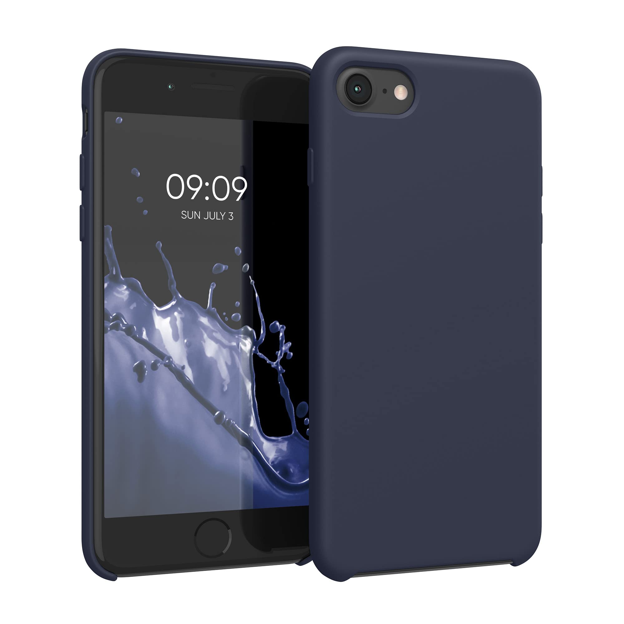 kwmobile Case Compatible with Apple iPhone SE (2022/2020) / iPhone 8/7 Case - TPU Silicone Phone Cover with Soft Finish - Dark Blue Matte โ image 1
