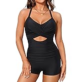 Talisea Women's One Piece Swimsuit with Shorts Boyshorts Boyleg 2025 Cutout Bathing Suit Criss Cross Swimwear