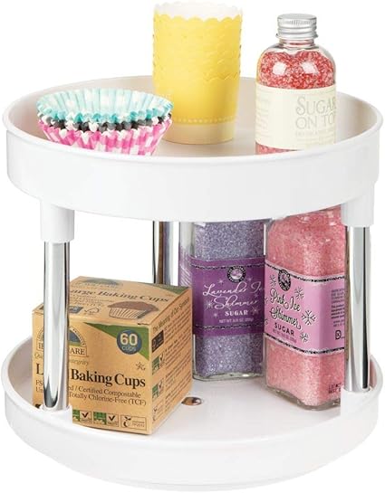 mDesign Especiero giratorio con dos pisos – Práctico estante para