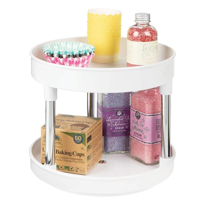 mDesign Lazy Susan Küchenregal zweistöckig – praktisches Gewürzregal