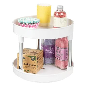 mDesign Lazy Susan Küchenregal zweistöckig – praktisches Gewürzregal