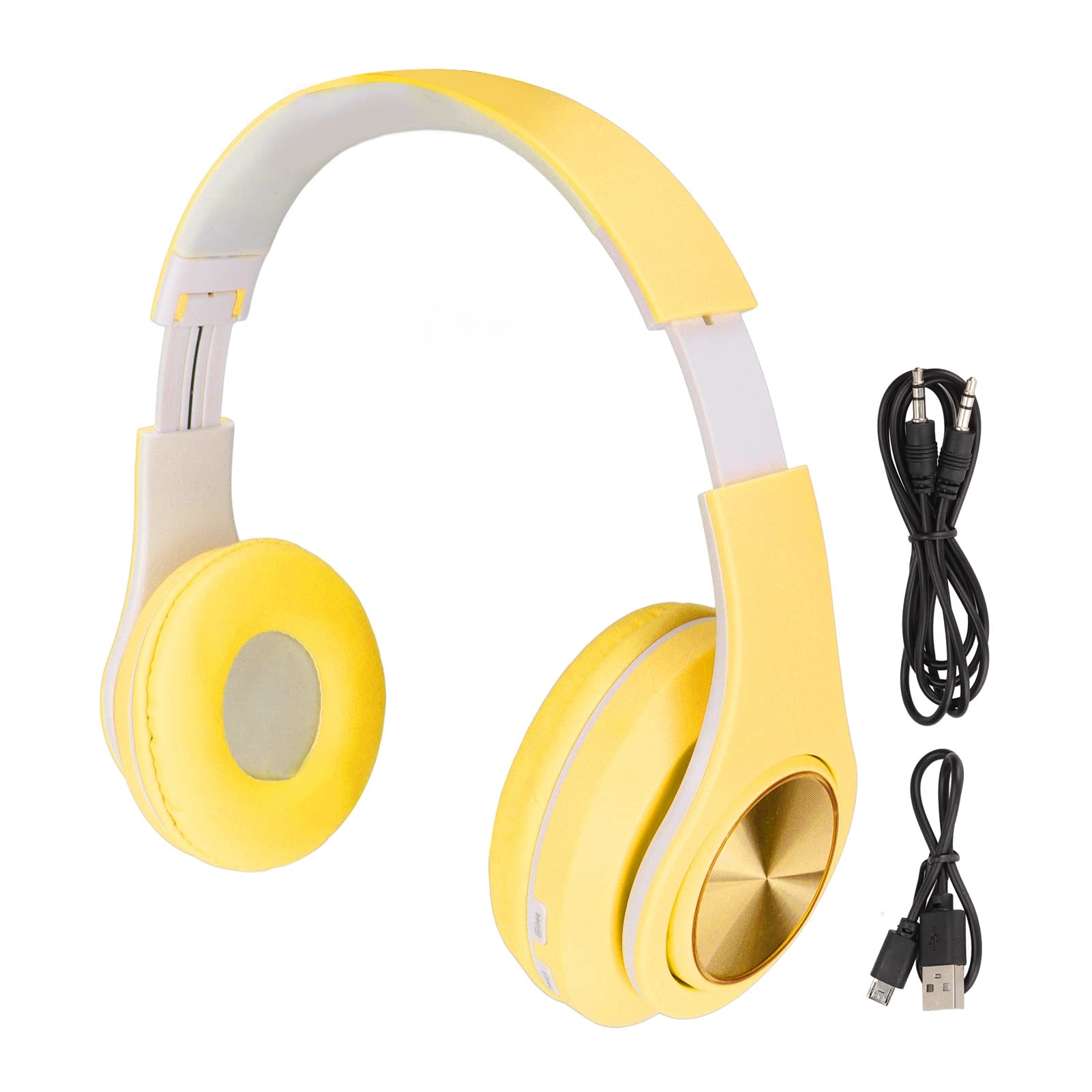Pilipane Bluetooth Headset,Wireless Headset with Colorful Light,Bluetooth Headphones Over-Ear,Foldable Lightweight Noise Reduction over Ear Wireless Headphone for Phone Laptop(YELLOW)