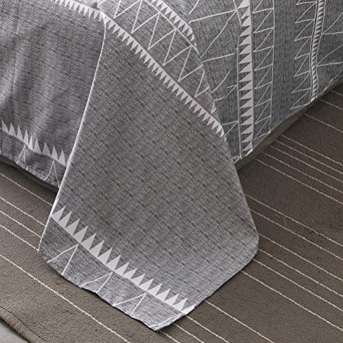 M&Meagle Bohemian Duvet Cover Grey,100% Lightweight Brushed Microfiber Bedding Set with Zipper & Corner Ties for Women & Men's Bedroom-Queen Size(3Pcs,1 Duvet Cover 2 Pillowcases)