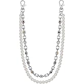 UDPP Punk Wallet Chain with Rhinestone Flower & Pearl, Layered Pants Chains Key Chain Pocket Chains Gifts for Women Men
