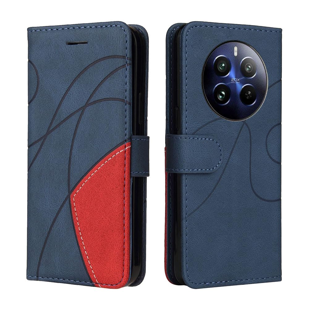 XINNI Protective Phone Case for Realme 12 Pro 5G, PU/TPU Vintage Flip Leather Shockproof Cover Magnetic Book Style Wallet, Blue — image 1