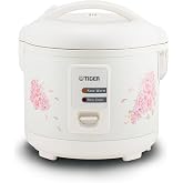 Tiger JAZ-A10U-LF 5.5 Cup Capacity White Rice Cooker with Non-Stick Inner Pot, Retractable Power Cord, and Keep Warm up to 12 hours (Flower)