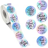 1000pcs Holographic Thank You Stickers - 1 Inch Waterproof Self-Adhesive Labels for Small Business, Happy Mail, Packaging & Celebrations for Orders, Gift Bags, Boxes & Envelopes