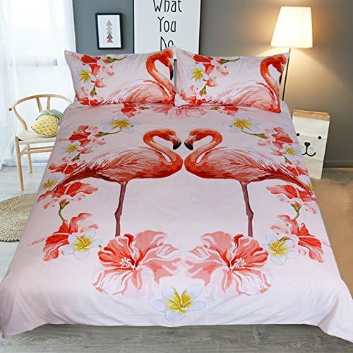 Gotidy Flamingo Pattern Bedding Duvet Cover Sets 3 Pieces (1 Duvet Cover+2Pillow Shams) Queen Size