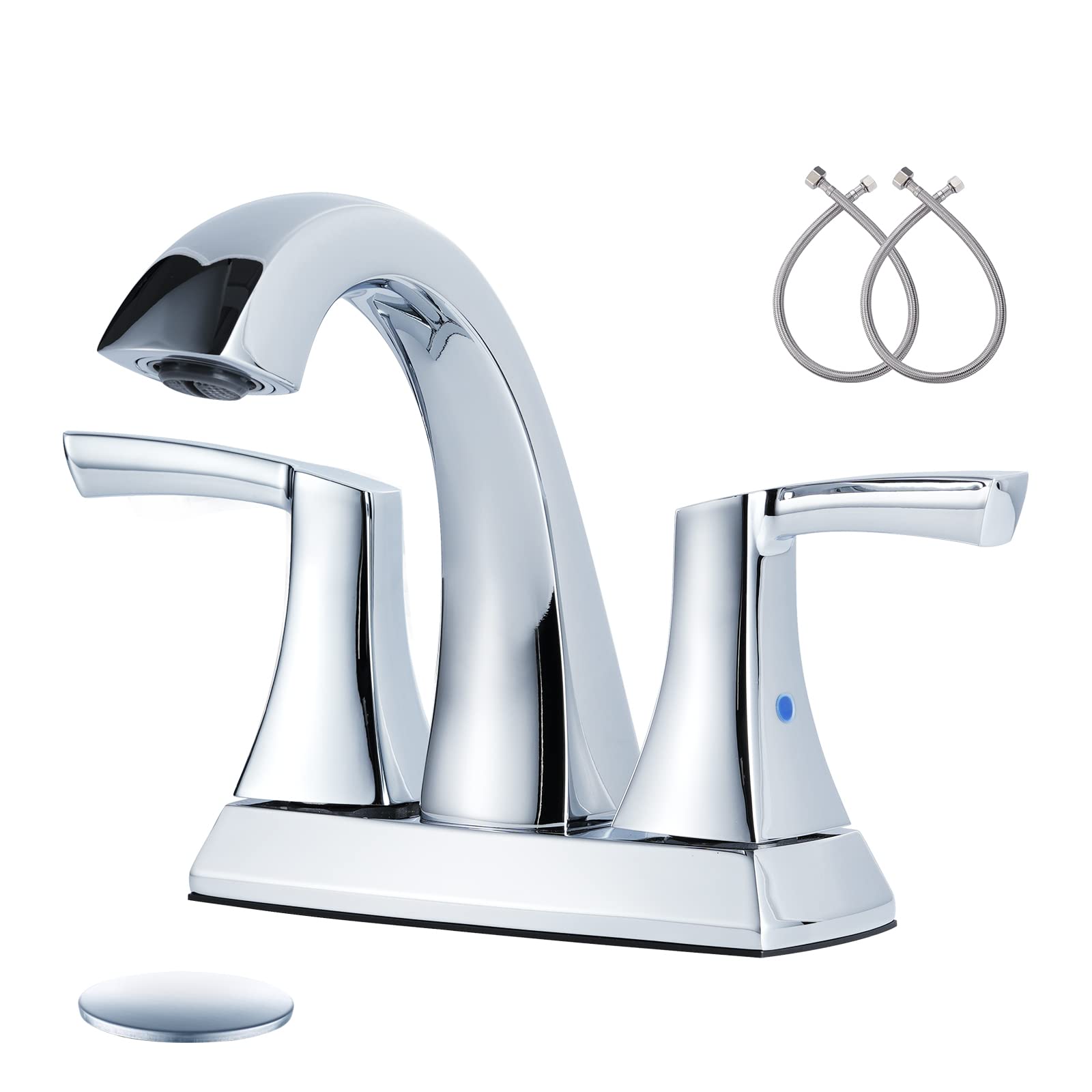 VXV Chrome Bathroom Faucet, 2 Handles Low Arc Bathroom Sink Faucets, 4 ...