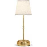 Rechargeable Cordless Table Lamp, Nightstand to End Table,Gold,1 Pack | 6000mAh Battery Operated, 16-Inch Antique Brass Aesthetic, For Kitchen Counter, Bathroom Vanity and Dining Room