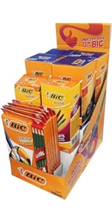 Kit PDQ BIC: 4 cartuchos de 50 und. Caneta BIC Cristal Dura+ Azul; 2 Cartuchos de 25 und. Caneta BIC Cristal Fashion Sortido e 6 Estojos Lápis de Cor Evolution 12 Cores + 4 Lápis Preto Evolution
