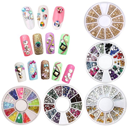 DIY Glitter Nail Rhinestones Decorations Dotting Tool Water Transfer Sticker Decal Nail Line Tape Striping Nails Sanding Buffing File Beauty Accessories Nail Art Set Kit - Thumbnail 2