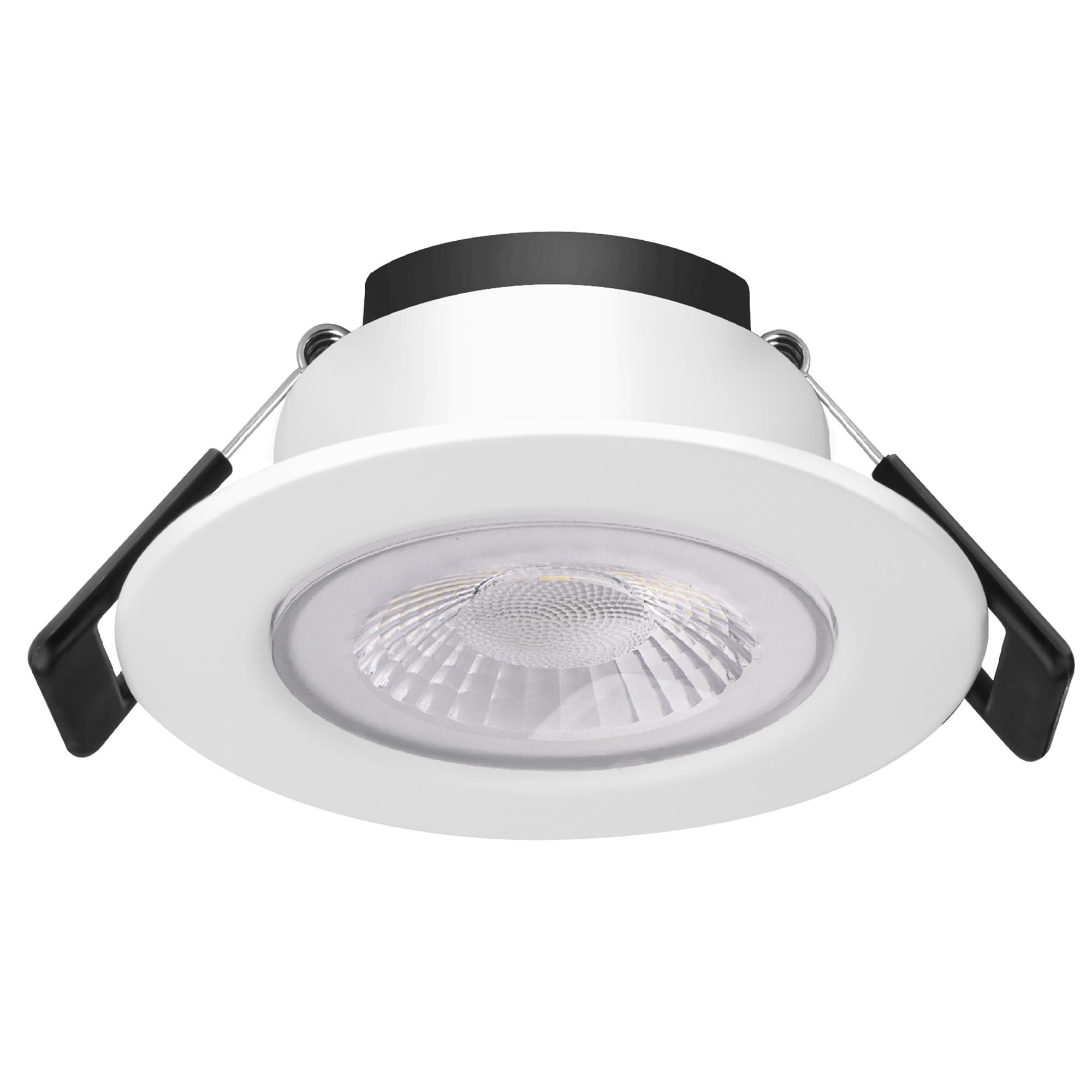 Bright Source Core LED Recessed Downlight, TRIAC Dimmable, 10W, 1200lm, 4000K Cool White, IP65 Rated with Bezel, Fire Rated, 55mm Cutout