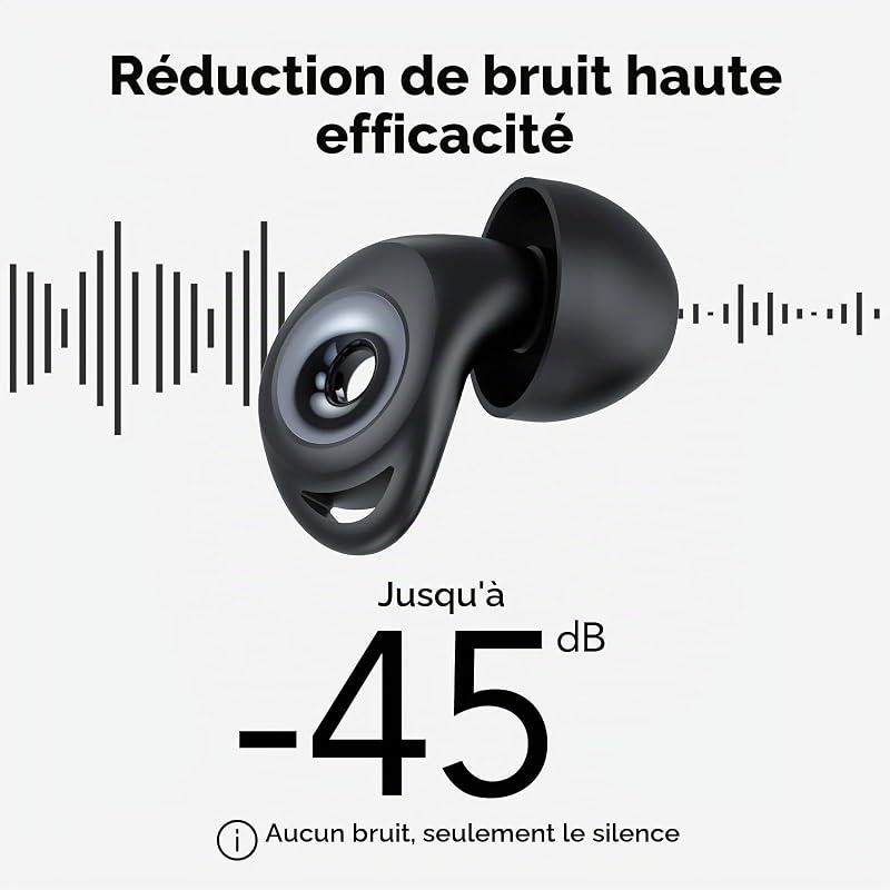 Bouchon D'oreille Pour Dormir, Anti-Bruit 45 dB, 4 Tailles (XS/S/M/L)