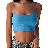 Heevina Tank Tops for Women Crop Spaghetti Strap Solid Color Cropped Top Sexy Slim Fit Vest Casual Summer Shirts
