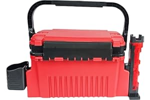 SRRPSPIGEON Fishing Tackle Box Fishing Tackle Storage Fishing Bucket with Rod Holder Live Fish Bait Bucket Multifunctional Outdoor Fishing Box Fishing Tools Multi-Functional (Red, Big)
