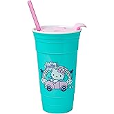 Silver Buffalo Sanrio Hello Kitty Driving in Car Under a Rainbow Plastic Tumbler with Lid and Straw, 32 Ounces