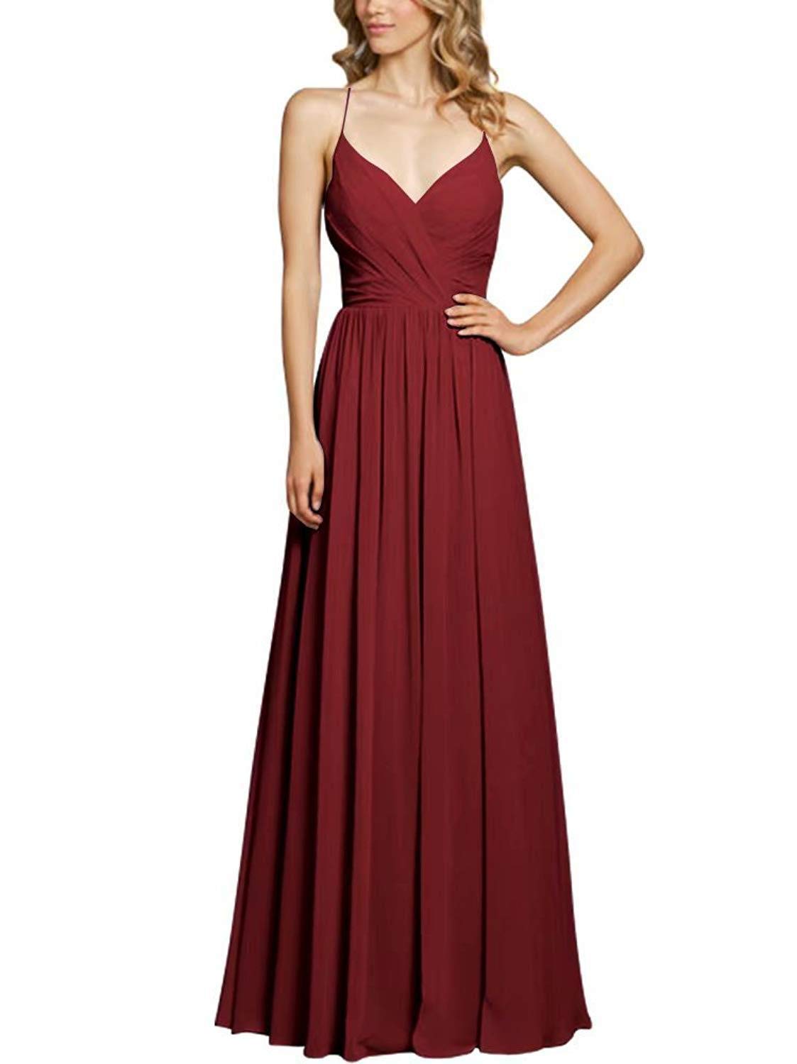 Jdress Women's A Line V Neck Chiffon Bridesmaid Dresses Evening Dress
