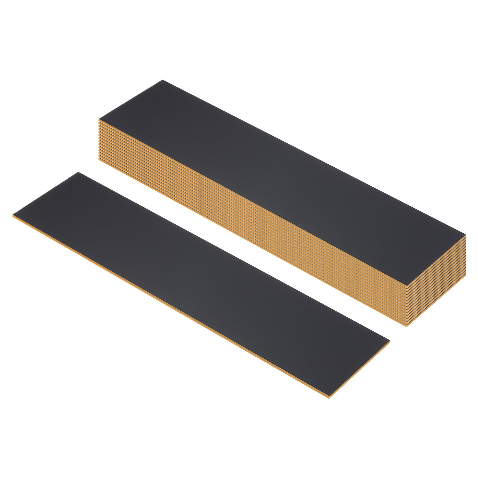 PATIKIL 8x2inch Blank Name Plates, 15Pcs Custom Engraved Name Plate Rectangle Laser Engraving Blanks for Personalized Office Desk DIY Painting Supplies, Black, Gold