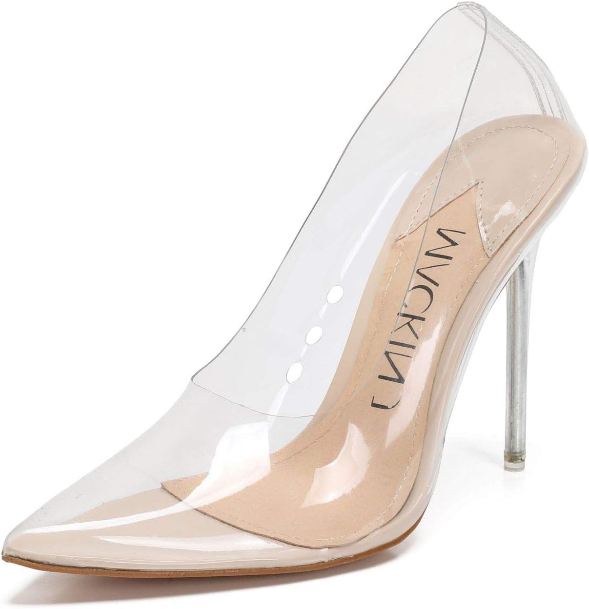 188-7 Women's Clear Heels Pointed Toe Slingback Rhinestone Sandals Dress Shoes