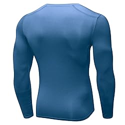 Grey Blue Compression Shirts Mens Long Sleeve