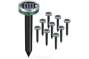 TIRGO Mole Repellent Solar Powered 10 Pack Snake Repellent Ultrasonic, Gopher Repeller Sonic Mole Deterrent Spikes, Snake Gopher Mole Vole Repellent Outdoor for Lawn Garden & Yard