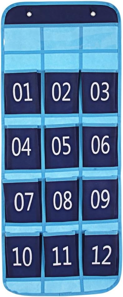 Zmmyr 12 Pockets Pocket Chart Teaching Materials Numbered Classroom Pocket Charts for Cell Phones Holder with Design Slogan Column : Office Products