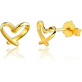 Mintolex Solid 925 Sterling Silver Love Heart Stud Earrings Hypoallergenic Flatback for Women Valentine Gift Party Jewelry