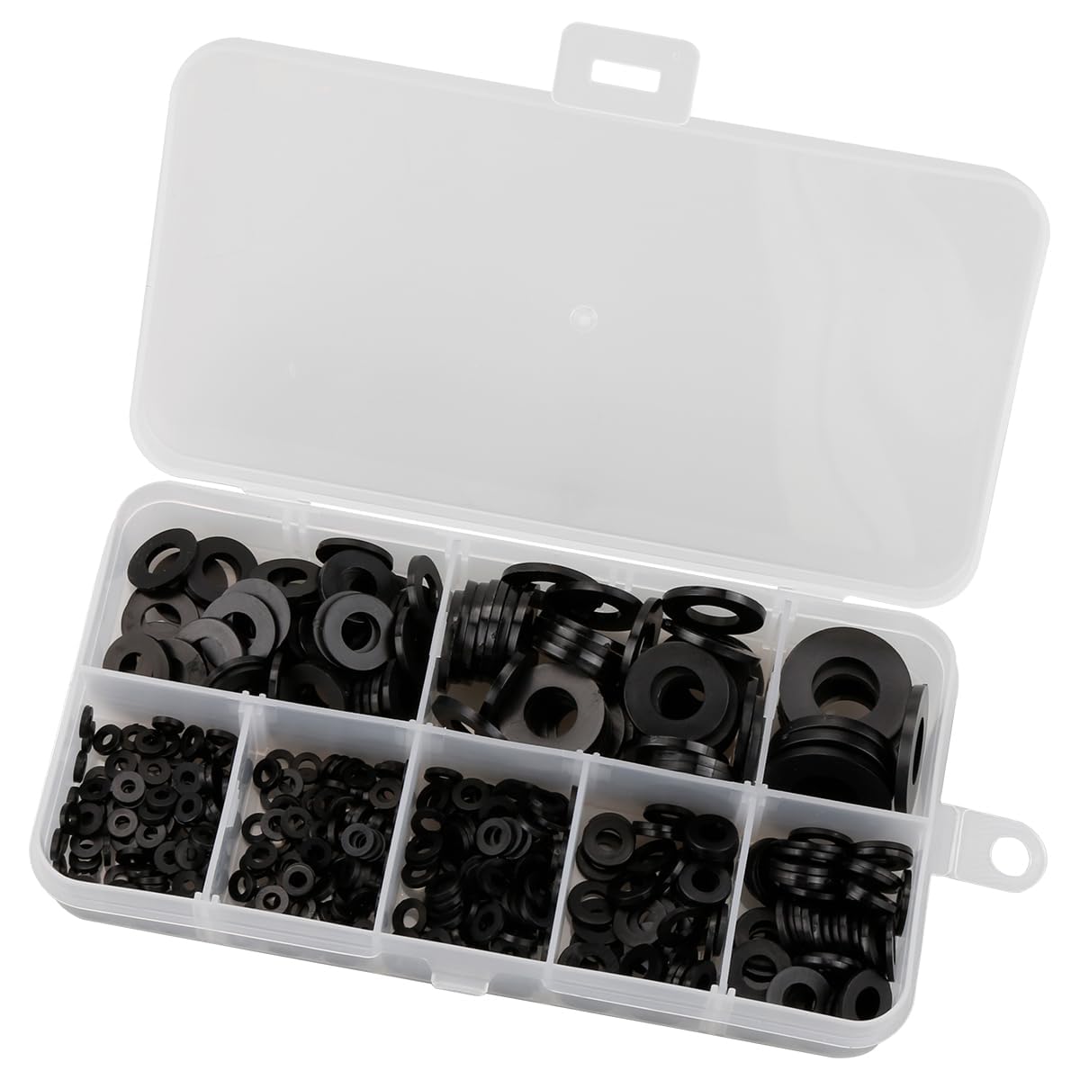 500-Pack Nylon Washers,Black Flat O-Ring Seals & Spacers,Tap Sealing Gasket Washers for Assorted Applications