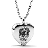 UniCrena Pet Ashes Necklace for Dog, Engravable Memorial Hair Keepsake Pendant - Stainless Steel Pet Loss Gift for Women and Men