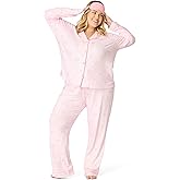 PJ Salvage womens [Plus Size] Happy Hour Long-sleeve Top and Bottom 3-piece Jersey Knit Pajama Set